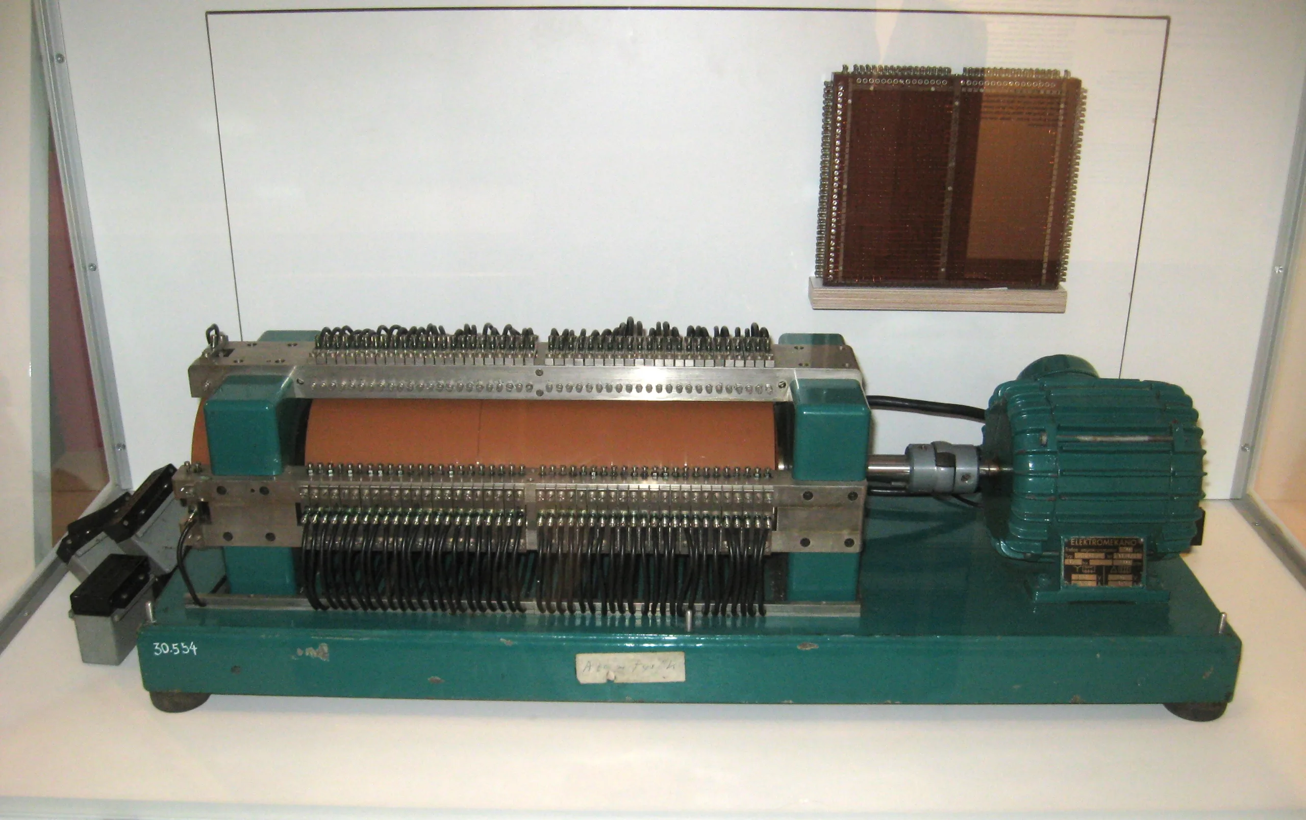Drum memory (bottom) and core memory (upper right)