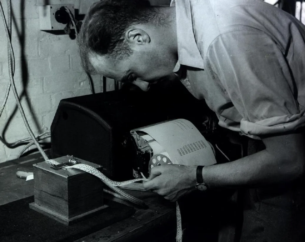 5-hole tape reader and Creed teleprinter