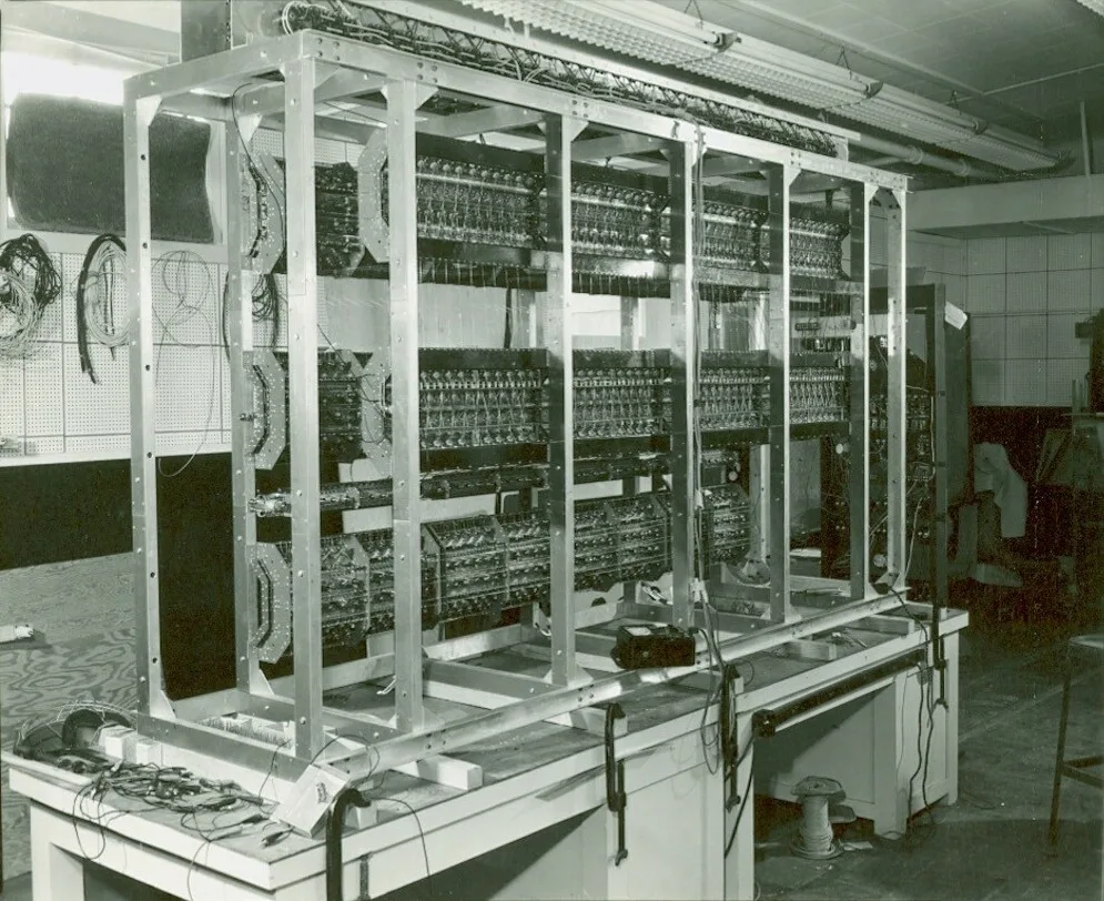 Chassis under construction in 1950